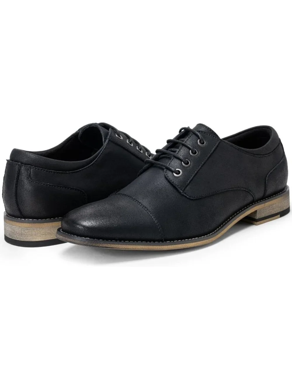Men's Black Leather Classic Plain Toe Lace Up Business Oxford Dress Causal Shoes
